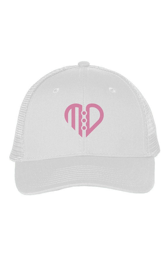 Mesh-Back Twill Trucker Cap_pink logo