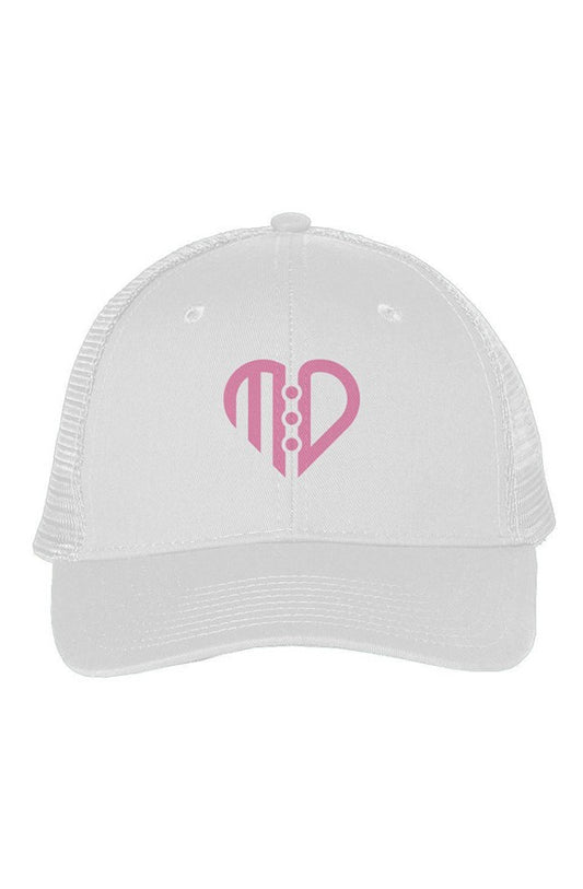 Mesh-Back Twill Trucker Cap_pink logo